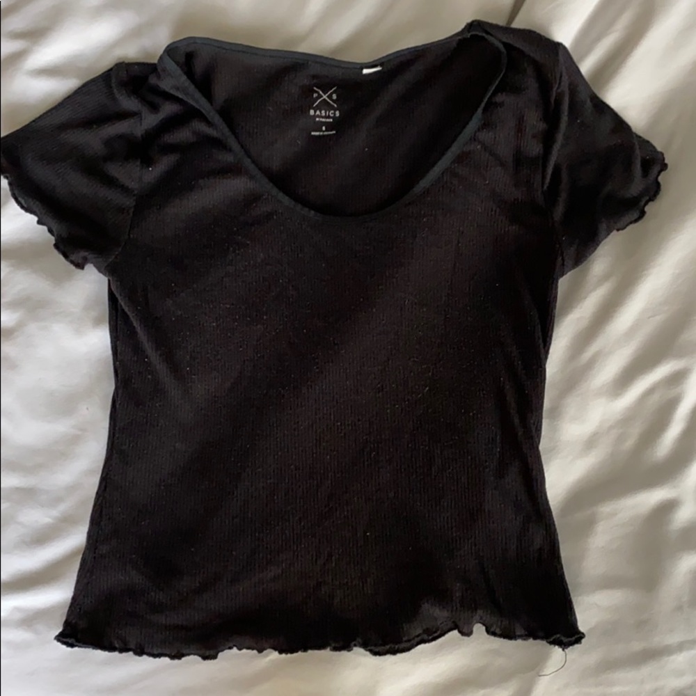 ruffled black crop top